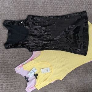 NWOT Vintage Y2K Express Black Sequin Tank Top Size M